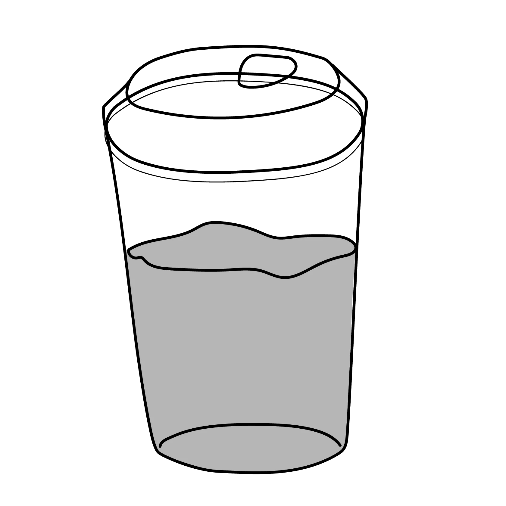 Line drawing of an iced matcha in a to-go cup.